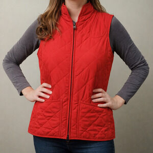 Lauren Ralph Lauren Vest Burnt Orange Quilted Womens MED Zip 4 Front Pockets